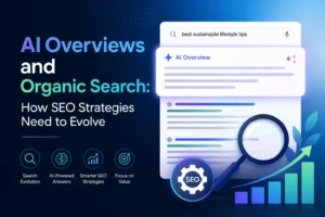 AI Overviews and organic search results showing how modern SEO strategies are evolving with AI-powered search experiences